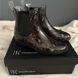 INC International Concepts Snake Print Rain Boots